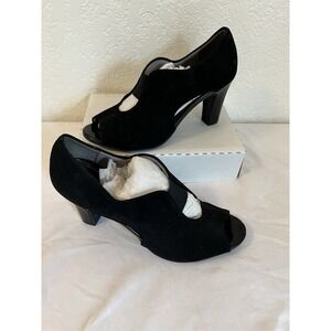 Life Stride Black‎ Carla Open Side Peep Toe Pump Shoe Size 8.5M Booties EUC
